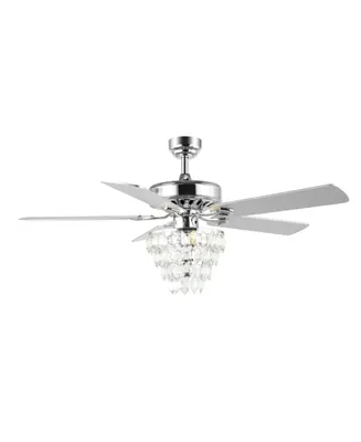 Mindy 3-Light Glam Modern Crystal Shade Led Ceiling Fan with Remote - Silver