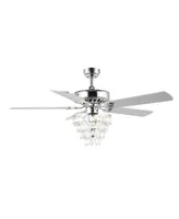 Mindy 3-Light Glam Modern Crystal Shade Led Ceiling Fan with Remote - Silver