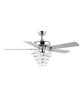 Mindy 3-Light Glam Modern Crystal Shade Led Ceiling Fan with Remote
