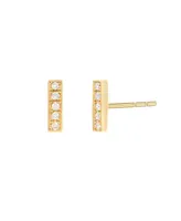 Zoe Lev 14K Gold Diamond Bar Stud Earrings