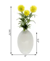 11" Artificial Pom Pom in Ceramic Vase