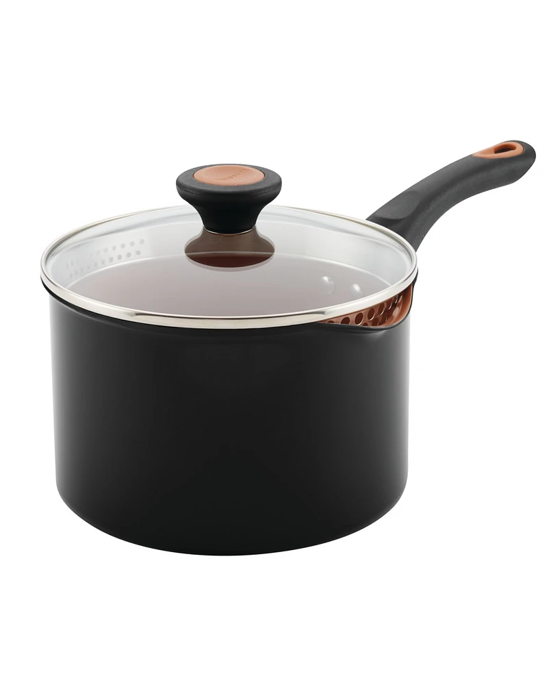 Farberware Glide Copper Ceramic Nonstick Straining 3 Qt Saucepan