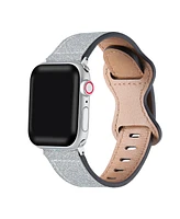 Posh Tech Callie Silver-tone Glitter Genuine Leather Band for Apple Watch, 42mm-44mm