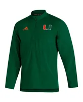 Men's Hunter Green Miami Hurricanes 2021 Sideline Aeroready Quarter-Zip Jacket