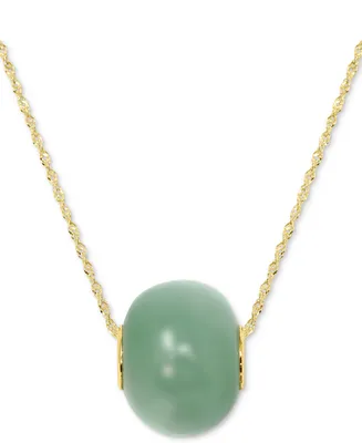 Jade Bead Pendant Necklace in 14k Gold, 16" + 2" extender (Also in Lapis Lazuli)