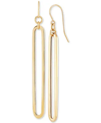Polished Oblong Drop Earrings in 14k Gold