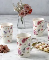 Tall Mugs by Lorren Home Trends Floral Design, Set of 4