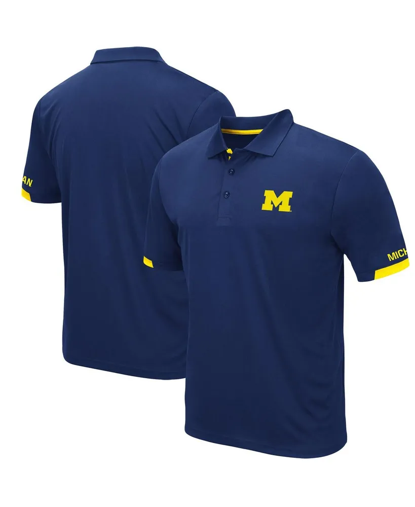 Men's Navy Michigan Wolverines Logo Santry Polo Shirt