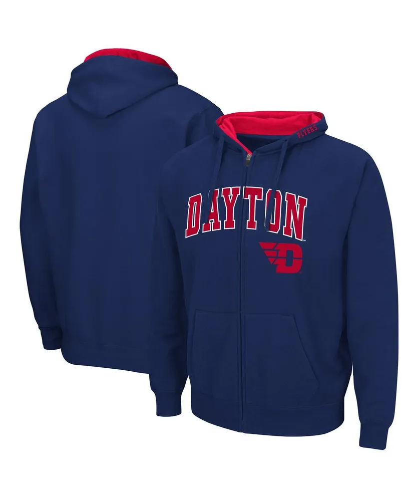 Men's Navy Dayton Flyers Arch Logo 3.0 Full-Zip Hoodie