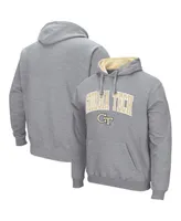 Men's Heathered Gray Ga Tech Yellow Jackets Arch Logo 3.0 Pullover Hoodie