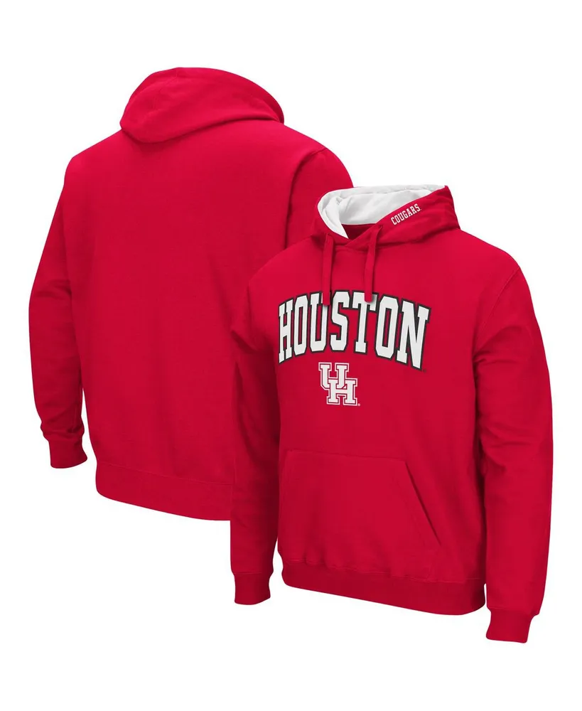 Men's Red Houston Cougars Arch and Logo Pullover Hoodie