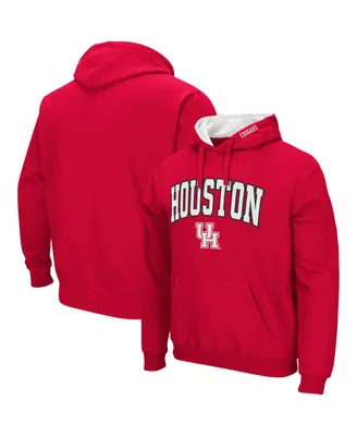 Men's Red Houston Cougars Arch and Logo Pullover Hoodie