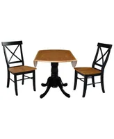 42" Dual Drop Leaf Dining Table with X-back Chairs