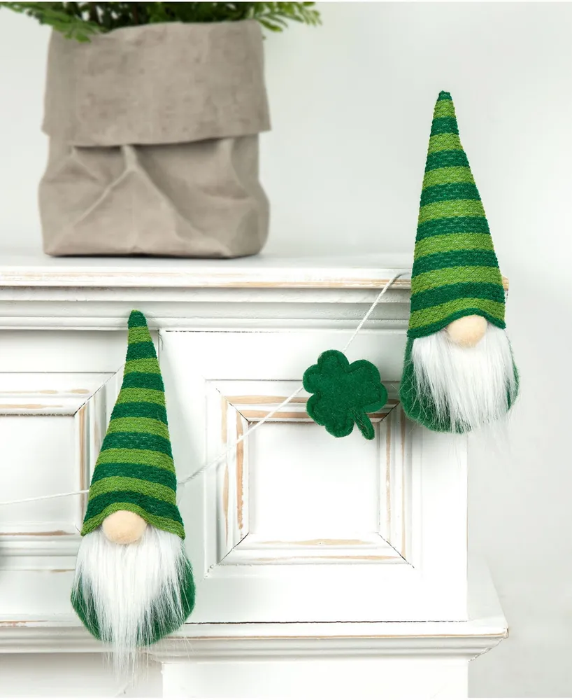 Glitzhome 6' Fabric St. Patrick's Gnomes and Shamrocks Garland