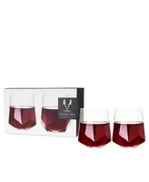 Viski Raye Faceted Crystal Wine Glass, Set of 2, 20 Oz