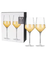 Viski Raye Angled Crystal Chardonnay Wine Glasses, Set of 2, 13 Oz