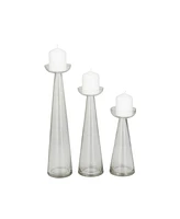 The Novogratz Glass Pillar Candle Holder, Set of 3