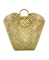 Metal Contemporary Storage Basket, 11" x 17" - Gold