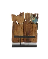 Teak Wood Natural Abstract Sculpture, 16" x 13"