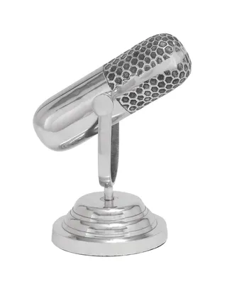 Traditional Microphone Sculpture, 9" x 9" - Silver