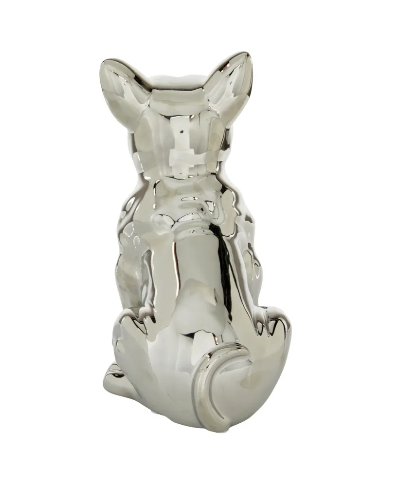 CosmoLiving by Cosmopolitan Ceramic Glam Dog Sculpture, 12" x 6" - Silver