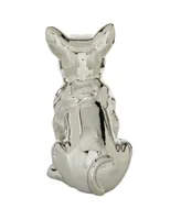 CosmoLiving by Cosmopolitan Ceramic Glam Dog Sculpture, 12" x 6" - Silver