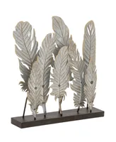 Metal Contemporary Feather Sculpture, 21" x 20"