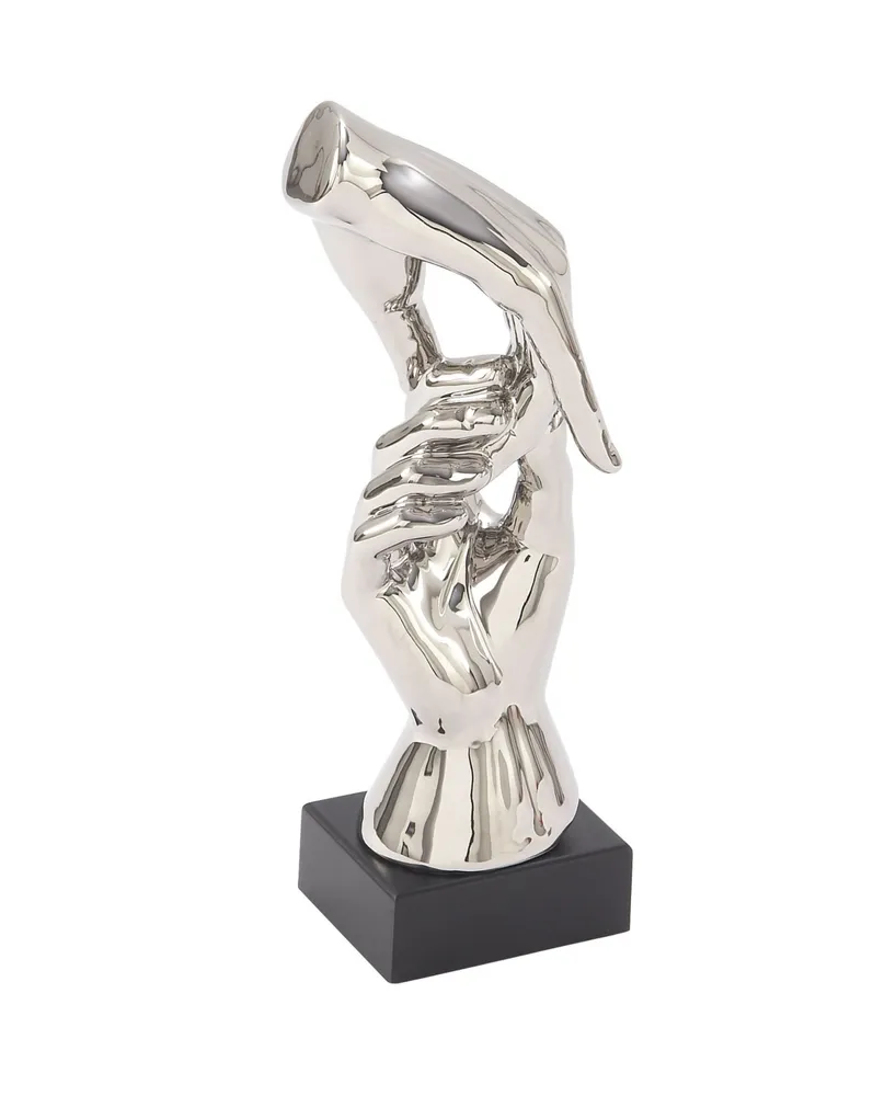 Ceramic Abstract Hand Sculpture, 5" x 4" - Silver