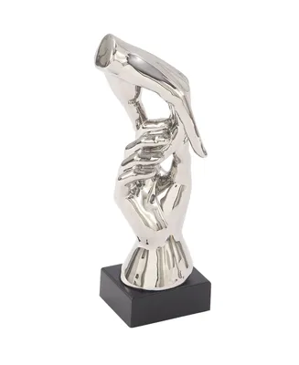Ceramic Abstract Hand Sculpture, 5" x 4" - Silver