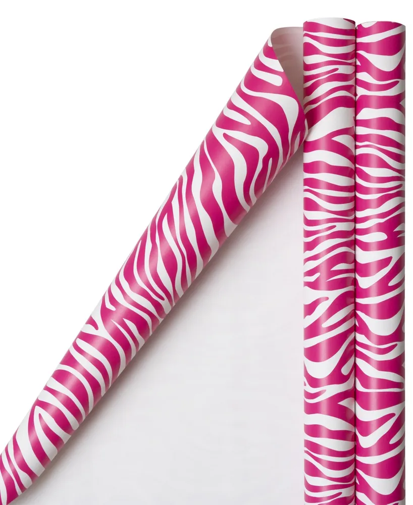 Jam Paper Gift Wrap 50 Square Feet Zebra Print Wrapping Paper Rolls, Pack of 2