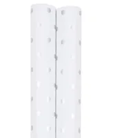 Jam Paper Gift Wrap 50 Square Feet Polka Dot Wrapping Paper Rolls, Pack of 2 - White and Silver