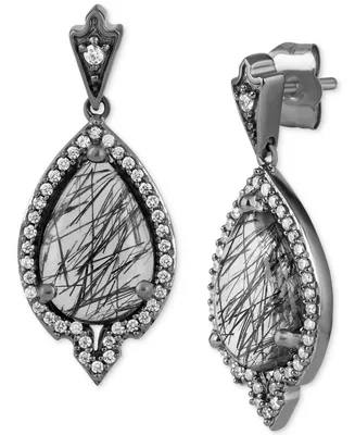 Enchanted Disney Fine Jewelry Rutile Quartz (4 ct. t.w.) & Diamond (1/3 ct. t.w.) Maleficent Villains Drop Earrings in Black Rhodium