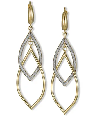 Glitter Orbital Drop Earrings in 10k Gold - Two