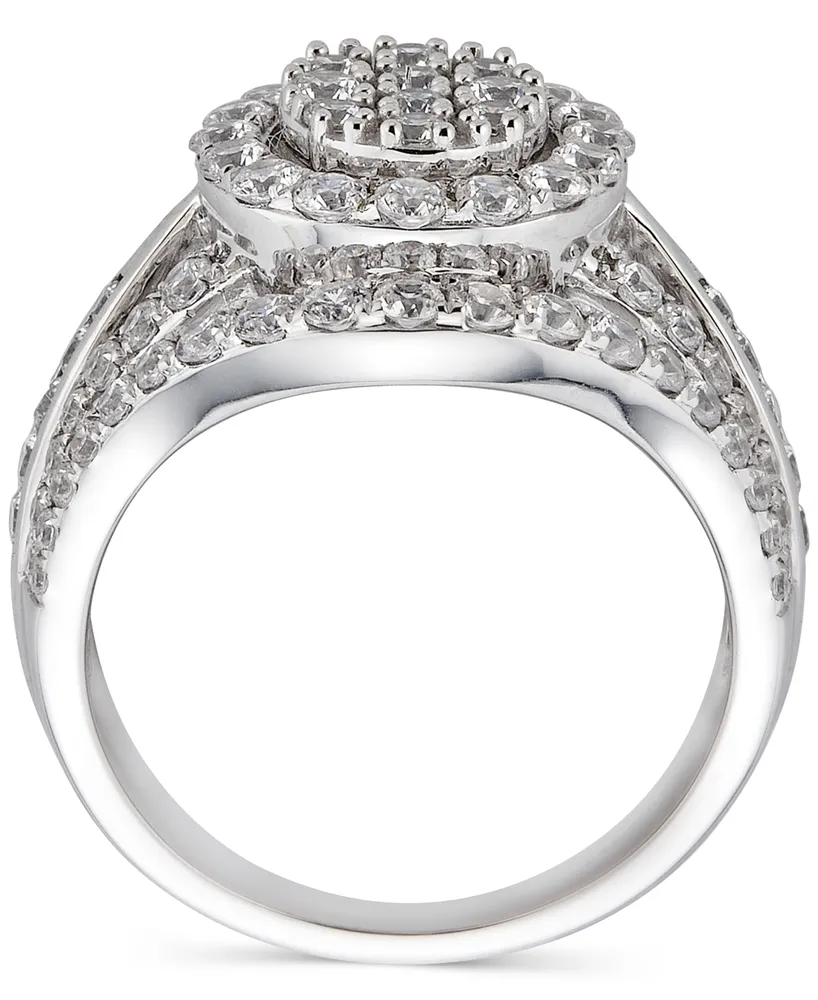 Diamond Oval Cluster Halo Ring (2 ct. t.w.) in 14k White Gold