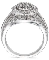 Diamond Oval Cluster Halo Ring (2 ct. t.w.) in 14k White Gold