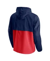 Men's Navy, Red New Orleans Pelicans Anorak Block Party Windbreaker Half-Zip Hoodie Jacket