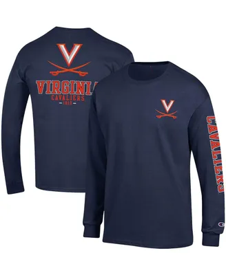 Men's Champion Navy Virginia Cavaliers Team Stack Long Sleeve T-shirt