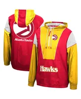 Men's Red, Yellow Atlanta Hawks Hardwood Classics Highlight Reel Windbreaker Half-Zip Hoodie Jacket