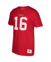 Men's Joe Montana Scarlet San Francisco 49Ers Retired Player Logo Name and Number T-shirt