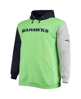 Men's College Navy, Neon Green Seattle Seahawks Big and Tall Pullover Hoodie