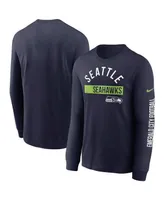 Men's College Navy Seattle Seahawks Fan Gear Color Bar Long Sleeve T-shirt