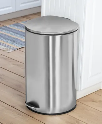 Honey Can Do 40-Liter Semi-Round Stainless Steel Step Trash Can with Lid