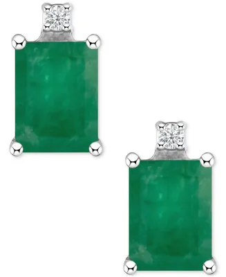 Tanzanite (1-1/5 ct. t.w.) & Diamond Accent Stud Earrings 14k White Gold (Also Emerald, Sapphire Ruby)