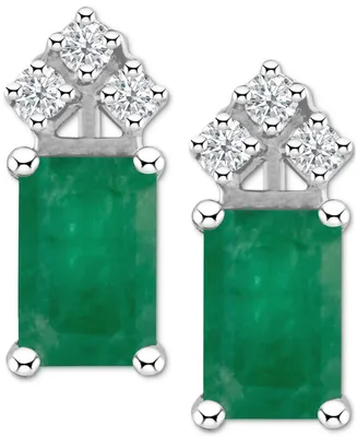 Ruby (1-3/8 ct. t.w.) & Diamond (1/8 Crown Stud Earrings 14k White Gold (Also Emerald Tanzanite)