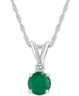 Sapphire (5/8 ct. t.w.) & Diamond Accent 18" Pendant Necklace 14k White Gold (Also Ruby)
