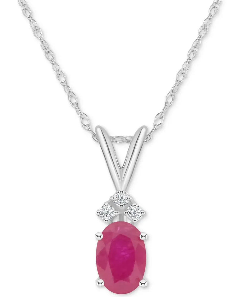 Sapphire (1 ct. t.w.) & Diamond Accent 18" Pendant Necklace 14k White Gold (Also Ruby)