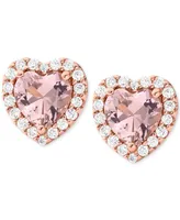 Michael Kors 14k Rose Gold-Plated Sterling Silver Crystal Heart Halo Drop Earrings