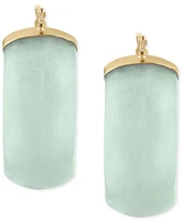 Green Jade Small Hoop Earrings in 14k Gold