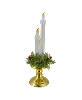 14.5" Lighted Water Candle on a Base with Berries - Gold