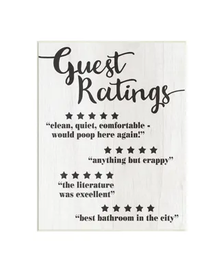 Stupell Industries Five Star Bathroom Funny Word Black and White Wood Textured Design Wall Plaque Art, 10" x 15" - Multi